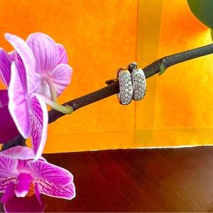 Diamond Hoops Earrings 14K white gold